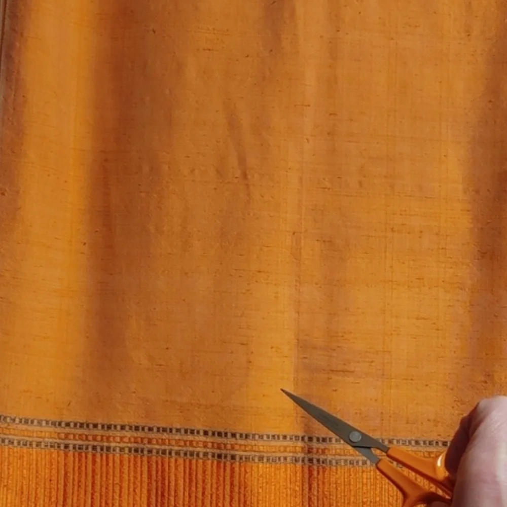 Final $ Duponi Raw Silk Scarf Wrap in Orange